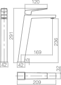 Schema technique mitigeur lavabo haut IMEX Art
