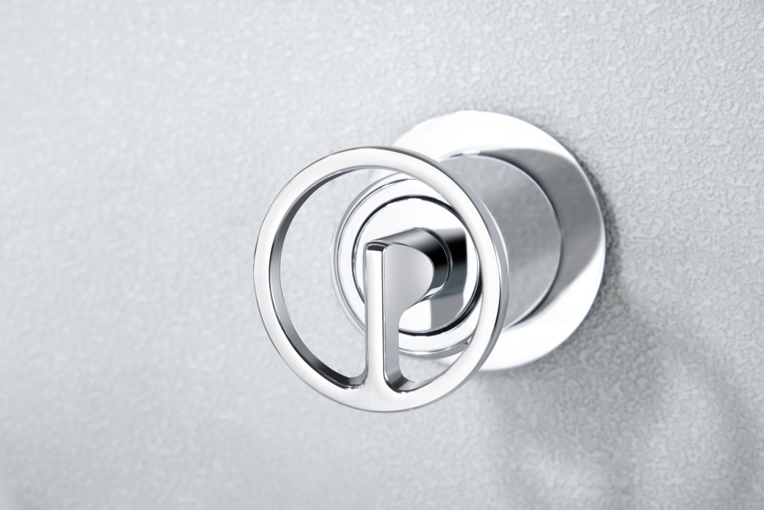 Détail manette mitigeur lavabo encastré IMEX Olimpo Chrome