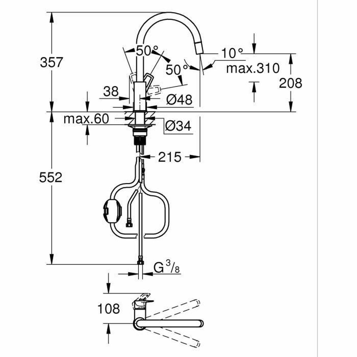 Grohe Mitigeur Grohe Startloop Forme En C Laiton