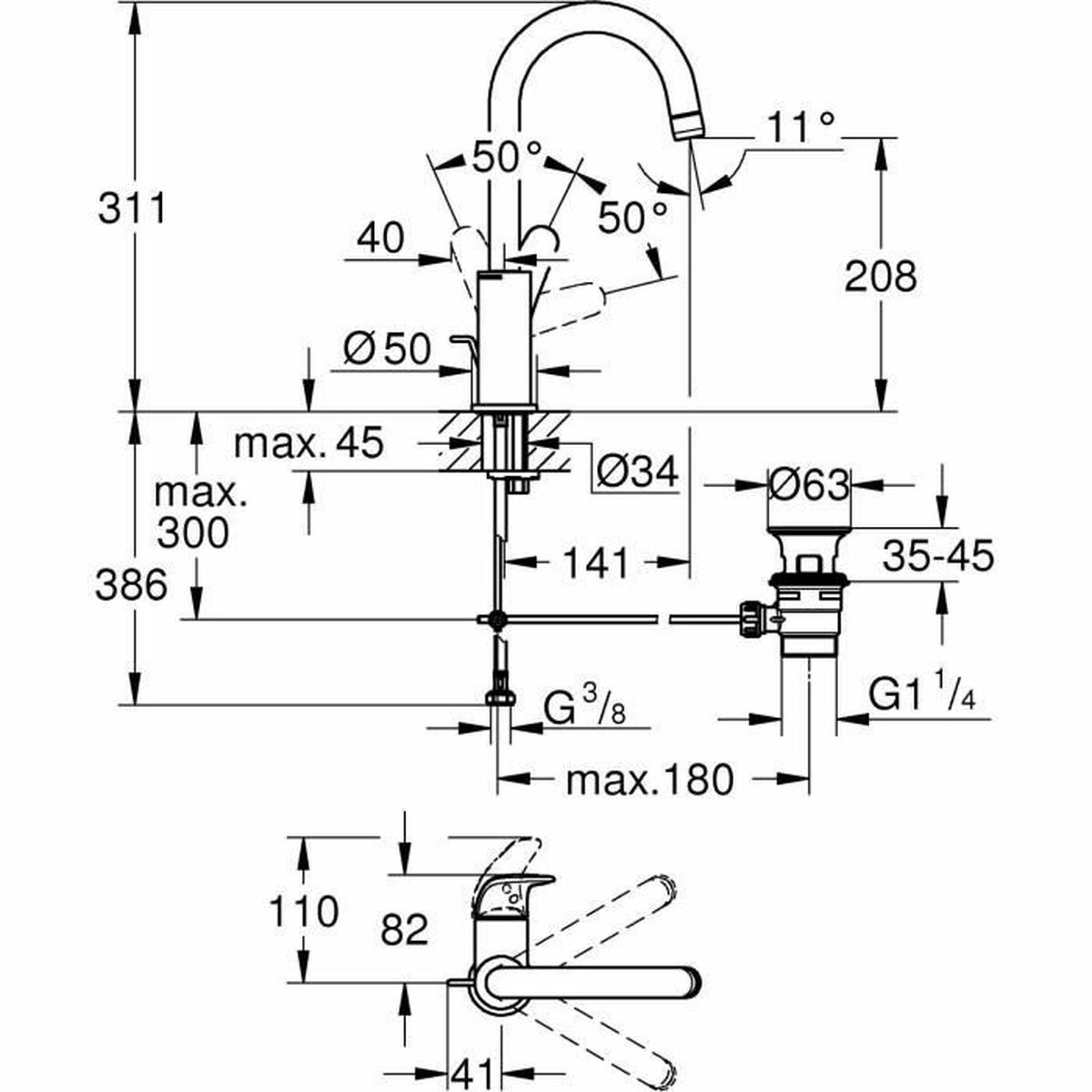 Grohe Mitigeur Grohe Swift - 24330001 Métal