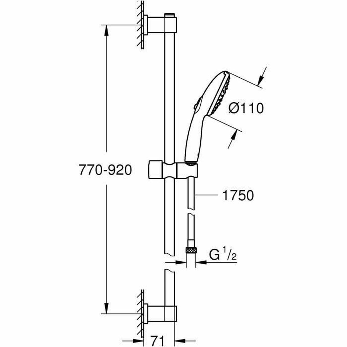Ensemble de douche Grohe Vitalio Start 110 – 3 jets avec barre 900mm