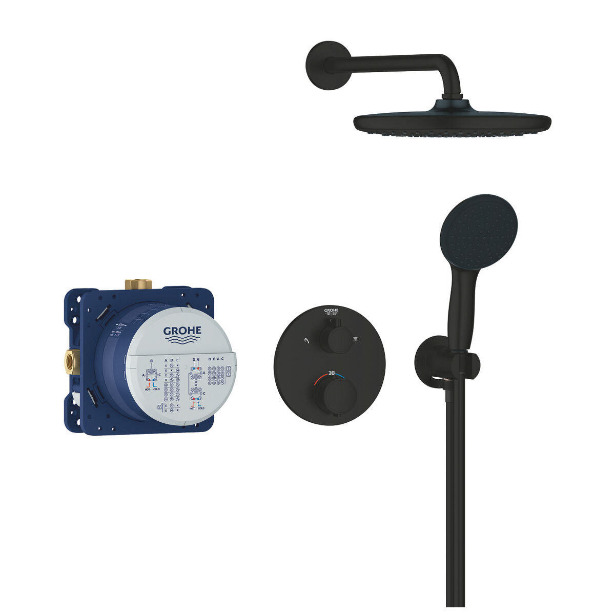 Pack douche encastrée Grohe Precision Thermostatique avec Vitalio Start 250 – Noir