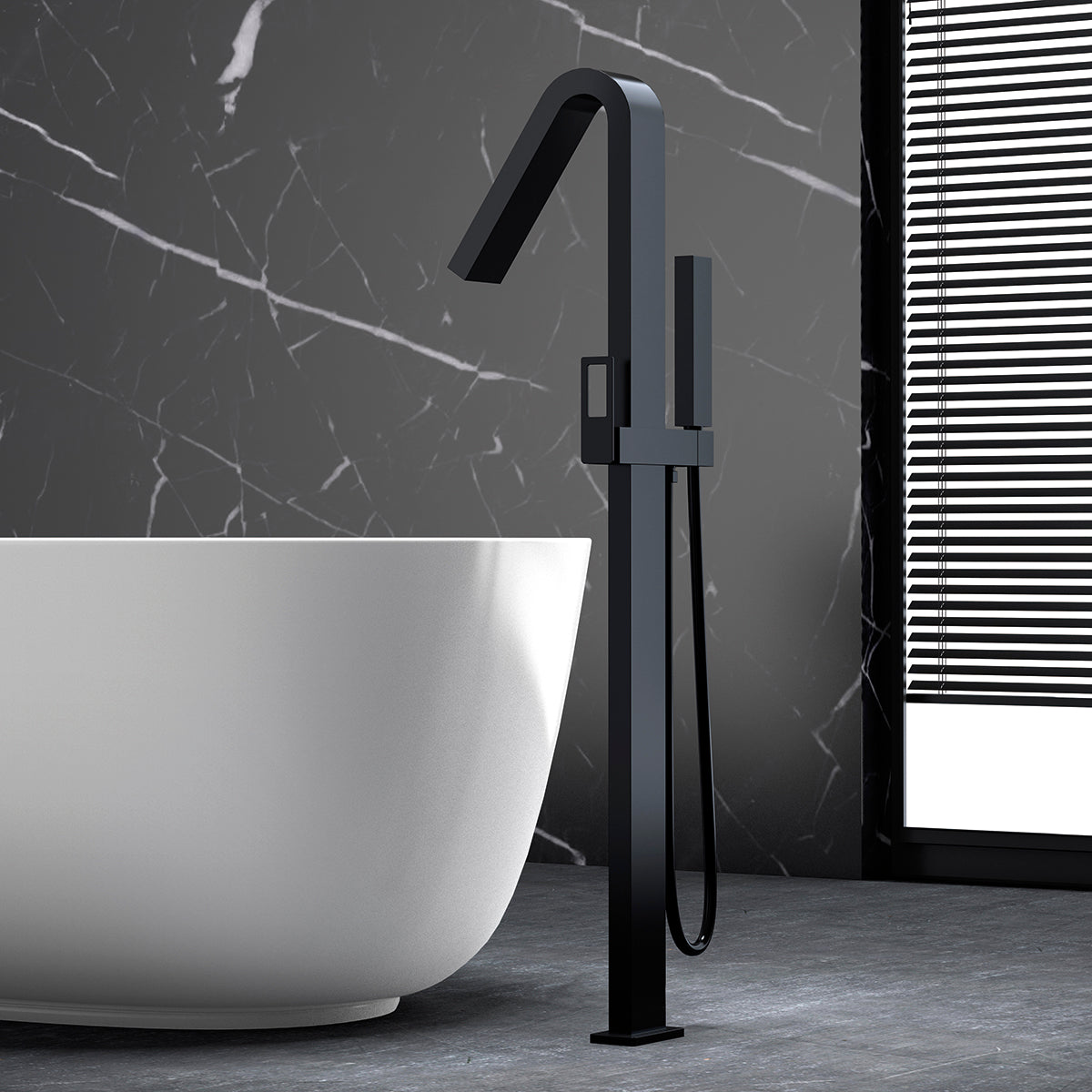Mitigeur baignoire îlot IMEX Suecia Noir mat - ambiance salle de bain