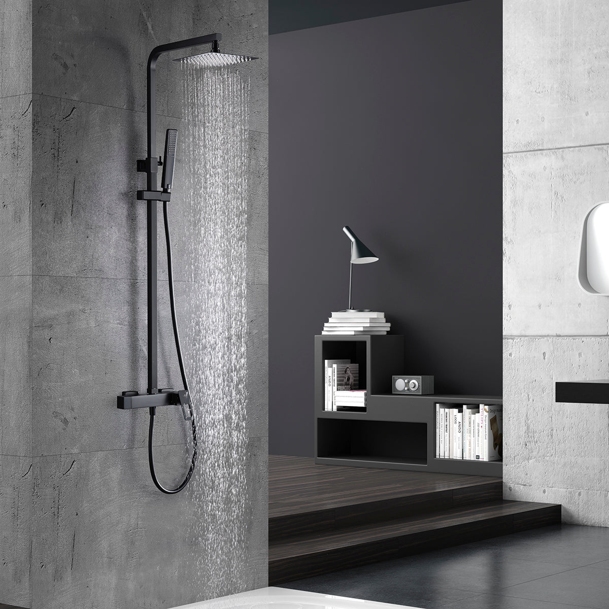 Colonne de douche IMEX Suecia Noir mat en ambiance