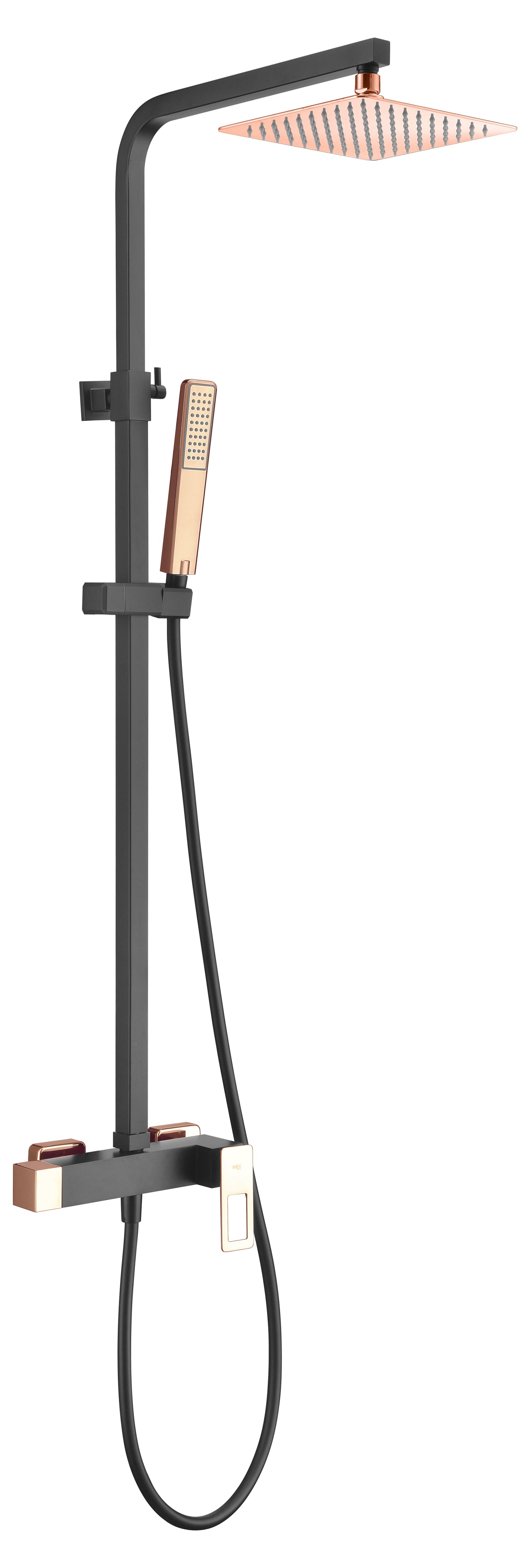 Colonne de douche IMEX Suecia Noir et or rose brillant