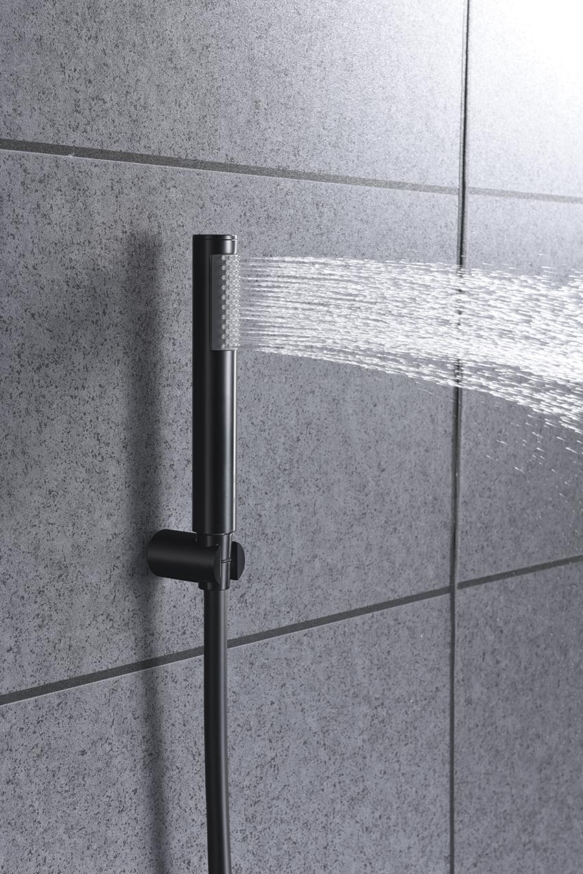 Détail mitigeur bain-douche IMEX Olimpo Noir mat