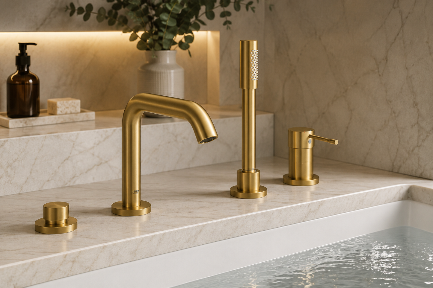 GROHE Essence Façade Combiné Monocommande 4 Trous – Warm Sunset Brossé