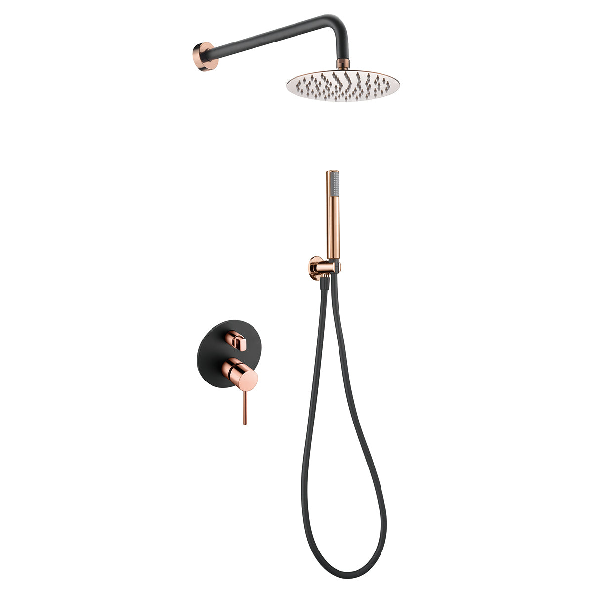 Ensemble de douche encastré IMEX Milos finition noir mat et or rose - GPMS045/NOR