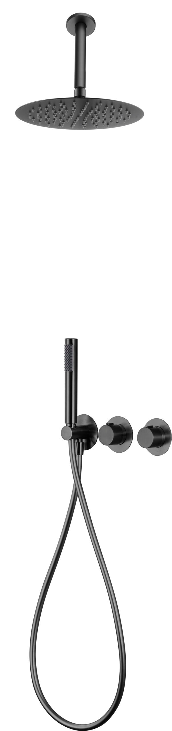 Ensemble de douche encastré thermostatique IMEX Breda Black Gun Metal GTB056/BGM