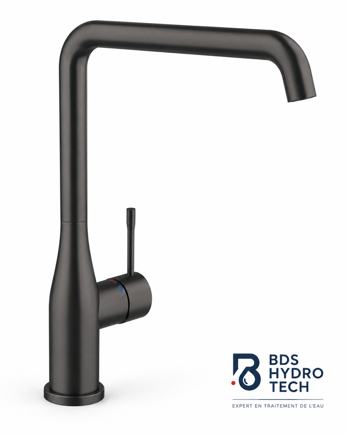 Robinet de cuisine GROHE Essence en finition graphite brossé, mitigeur monocommande avec levier latéral, design moderne et élégant