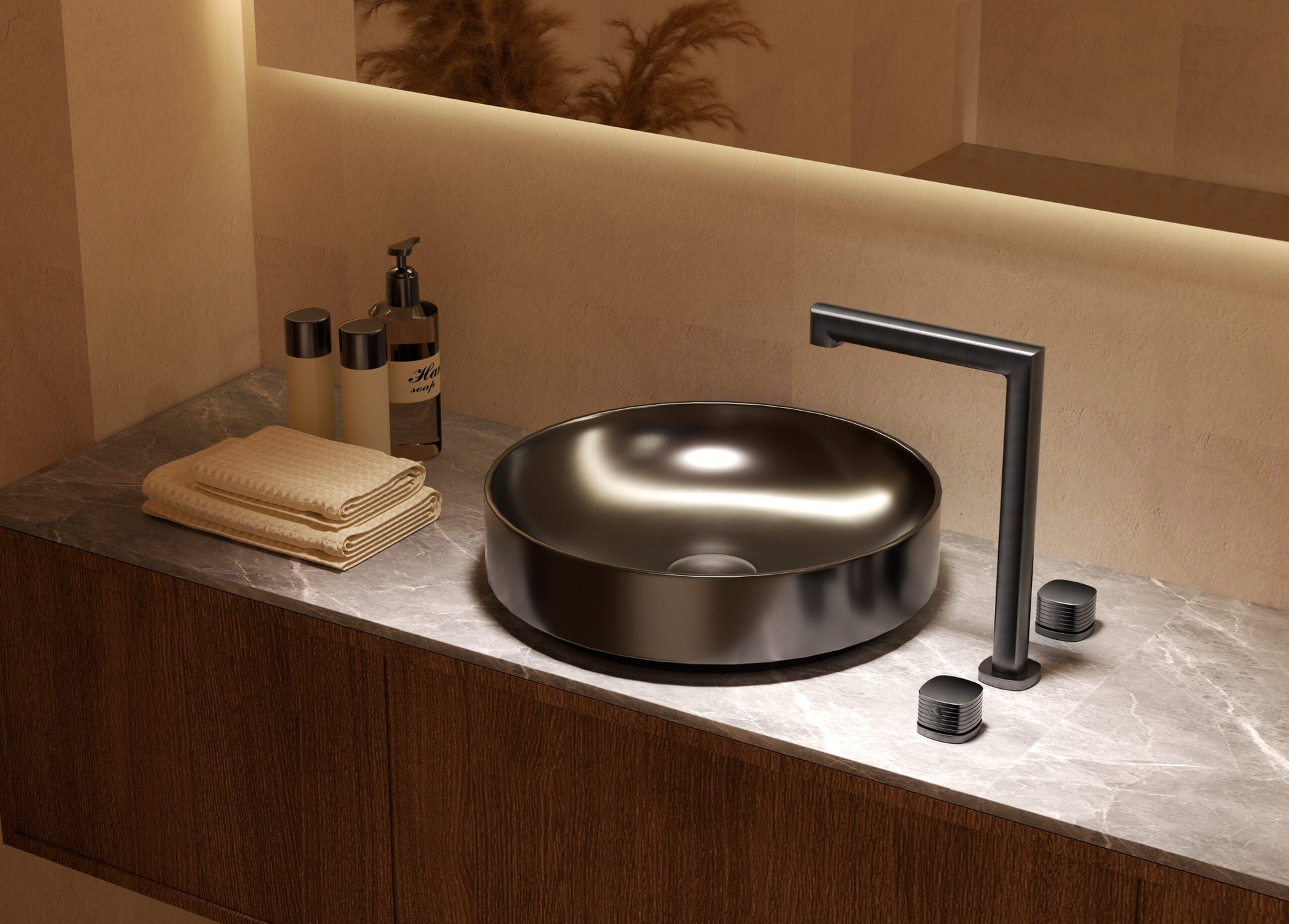 Robinet lavabo bimando IMEX Firenze Black Gun Metal BAF065/BGM