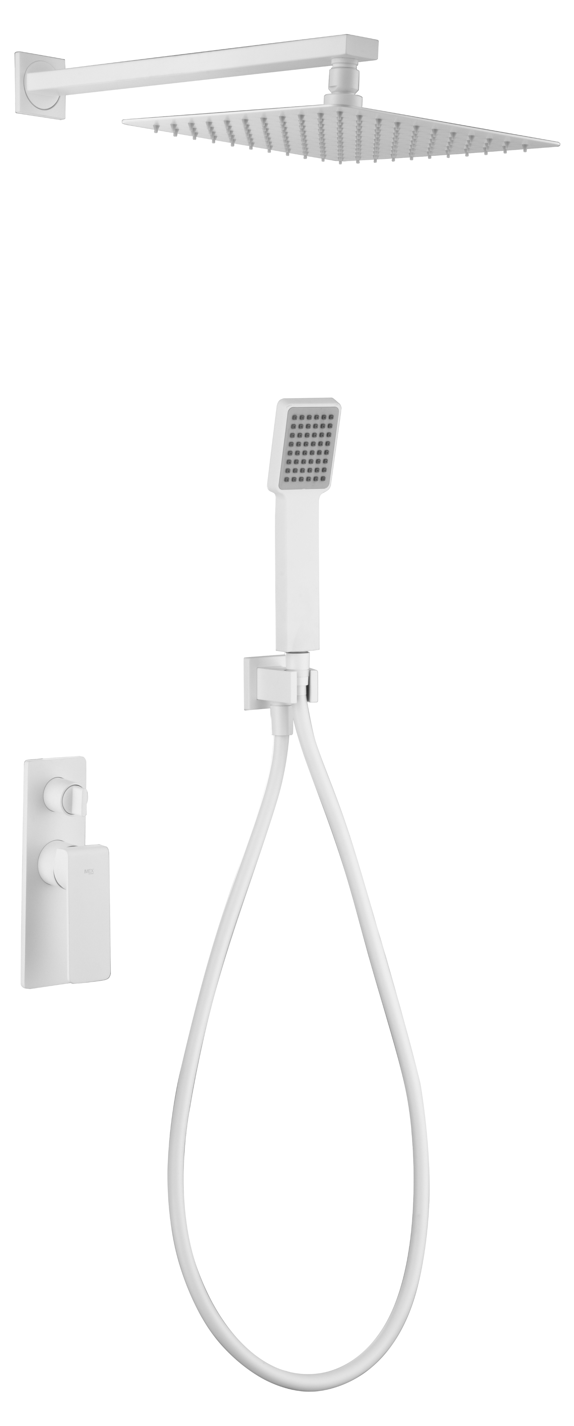 Ensemble de douche encastré IMEX Fiyi blanc mat GPF016/BL
