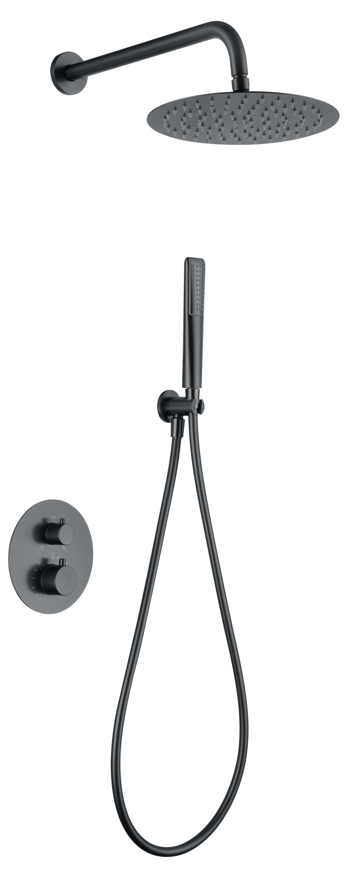 Ensemble de douche encastré thermostatique IMEX Nápoles black gun metal