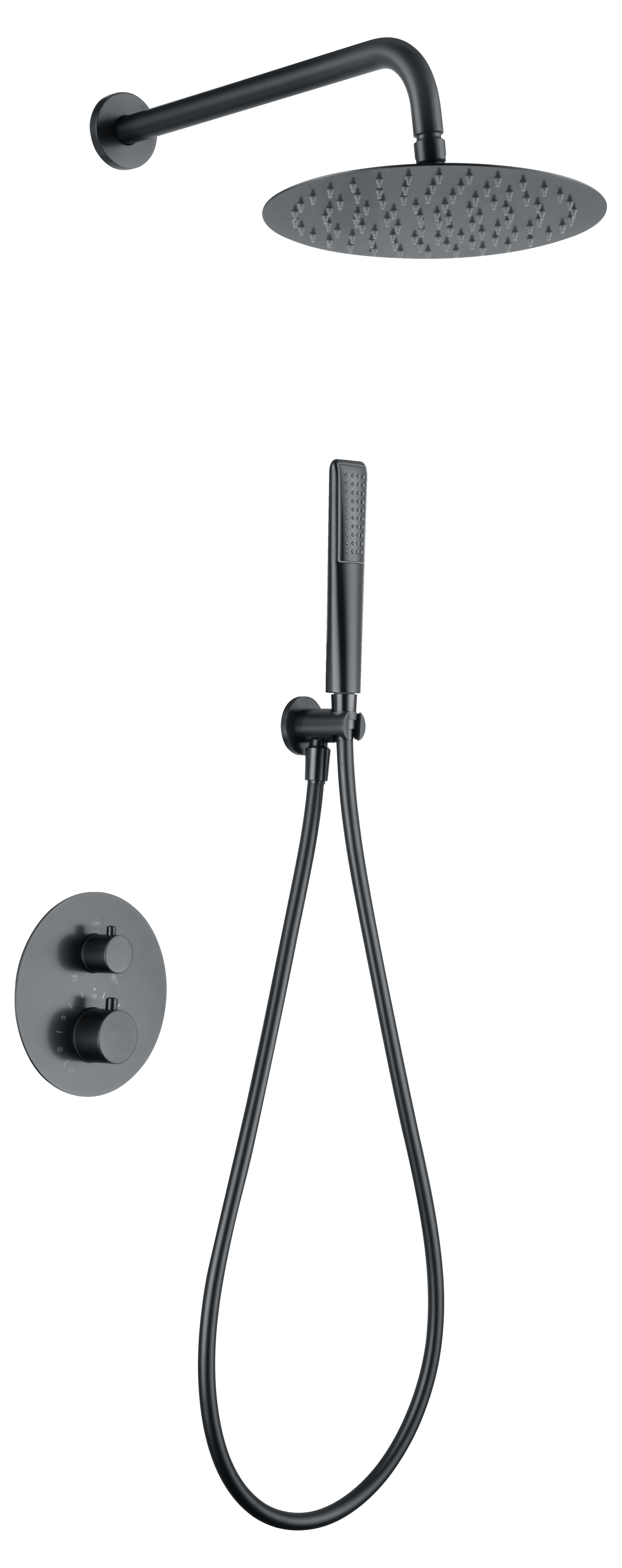 Ensemble de douche encastré thermostatique IMEX Nápoles black gun metal