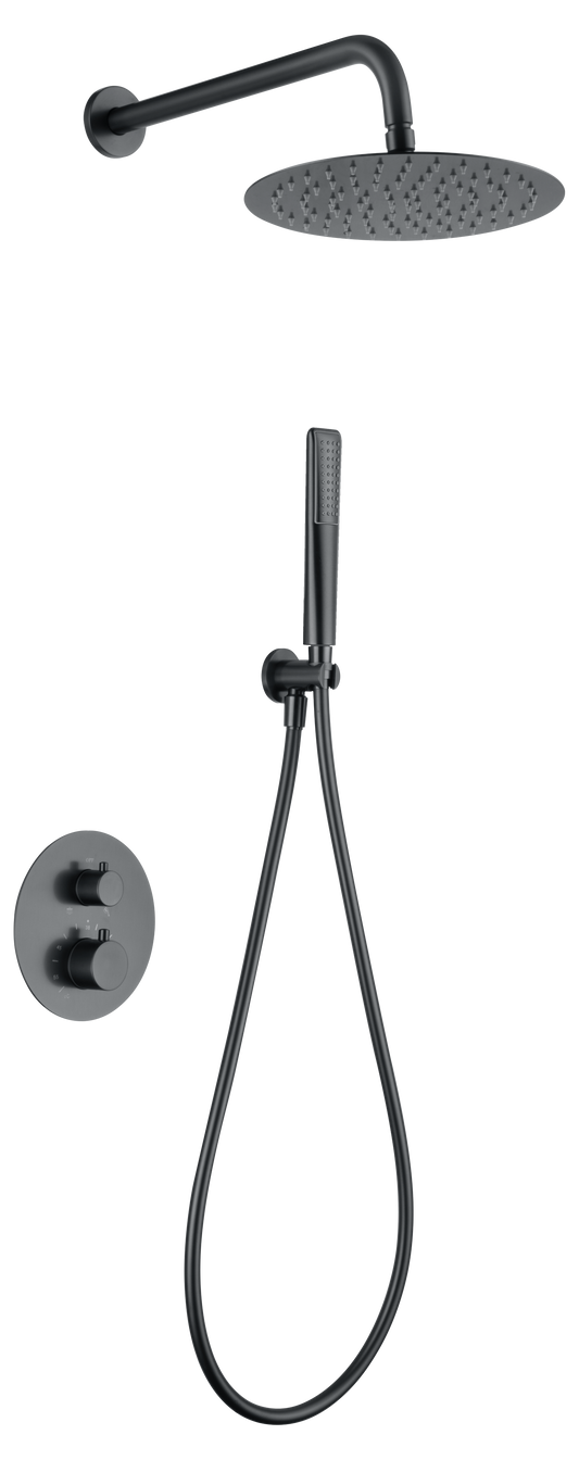 Ensemble de douche encastré thermostatique IMEX Nápoles black gun metal