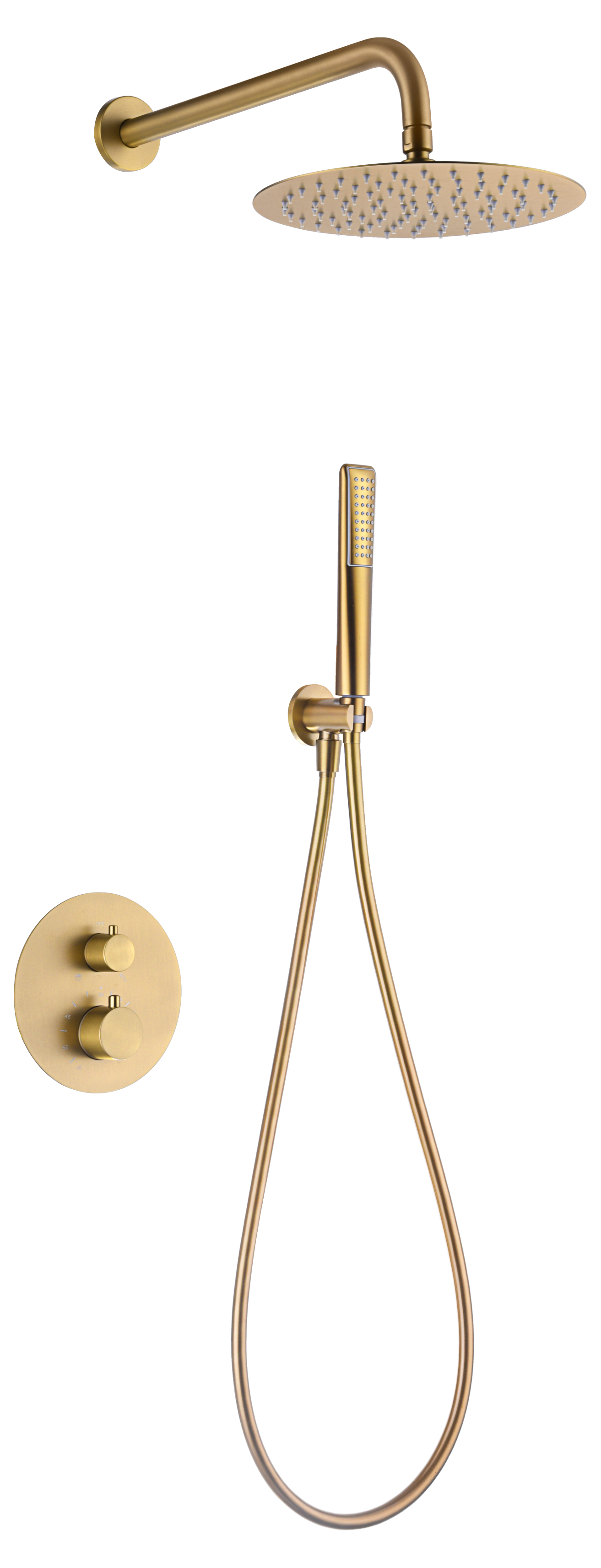 Ensemble de douche encastré thermostatique IMEX Nápoles or brossé PVD
