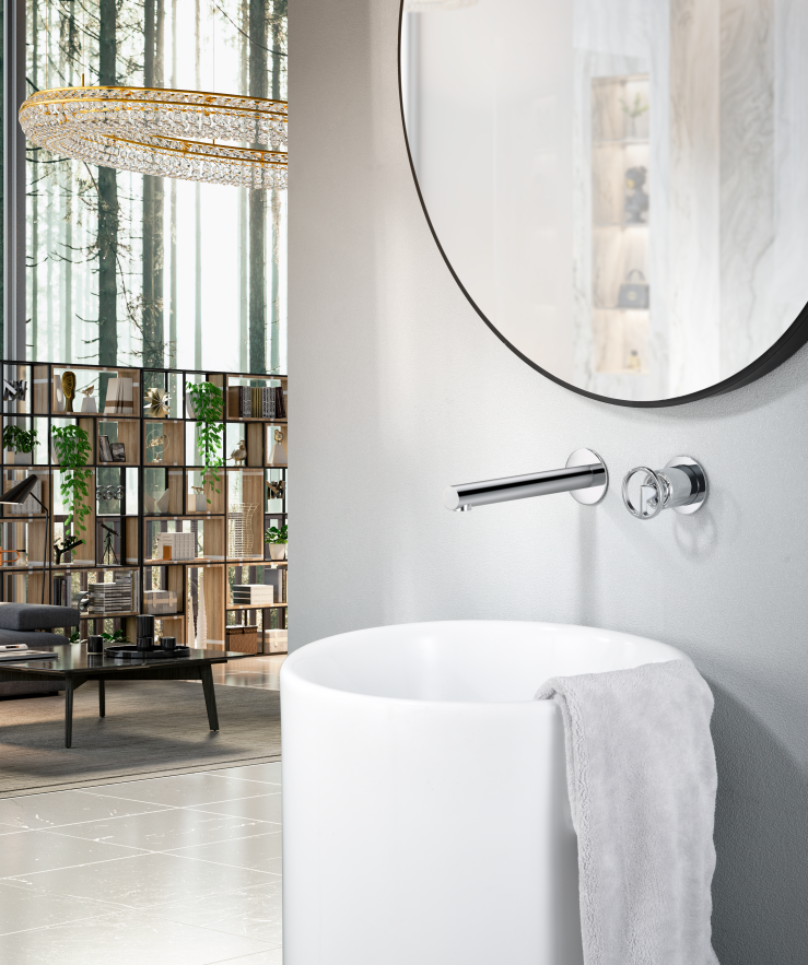 Photo ambiance mitigeur lavabo encastré IMEX Olimpo Chrome