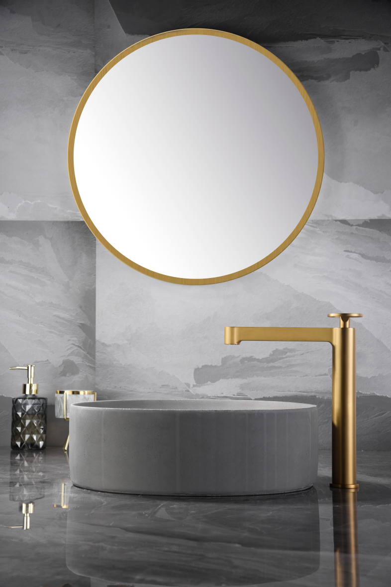 Photo ambiance mitigeur lavabo haut IMEX Olimpo Or brossé
