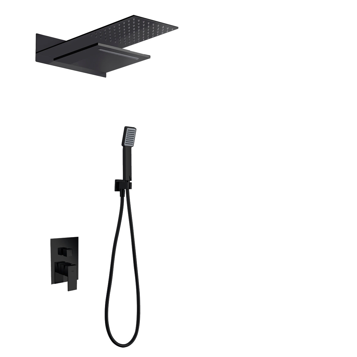 Ensemble de douche encastré thermostatique IMEX Rodas noir mat