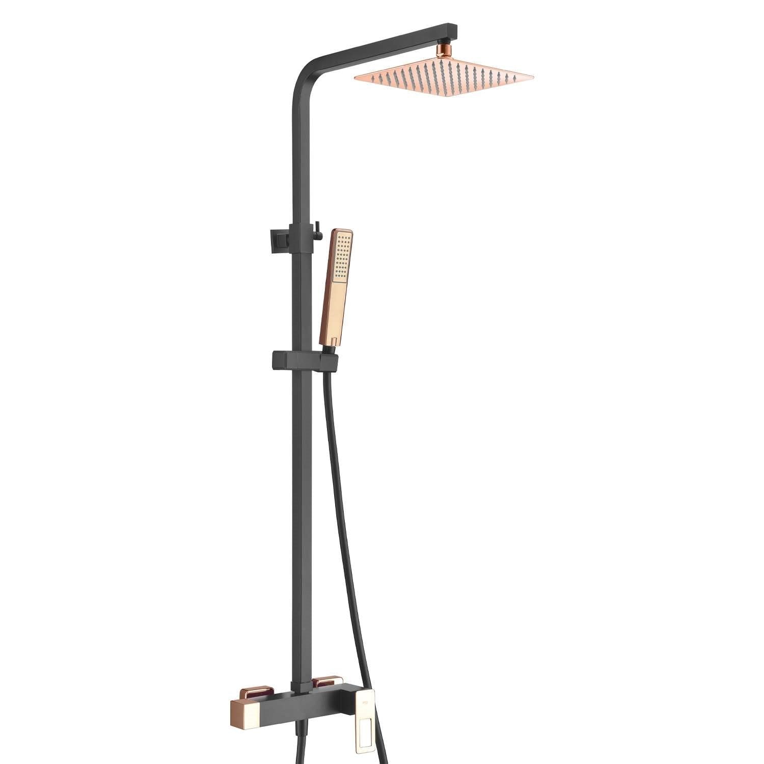 Colonne de douche IMEX Suecia Noir et or rose ambiance