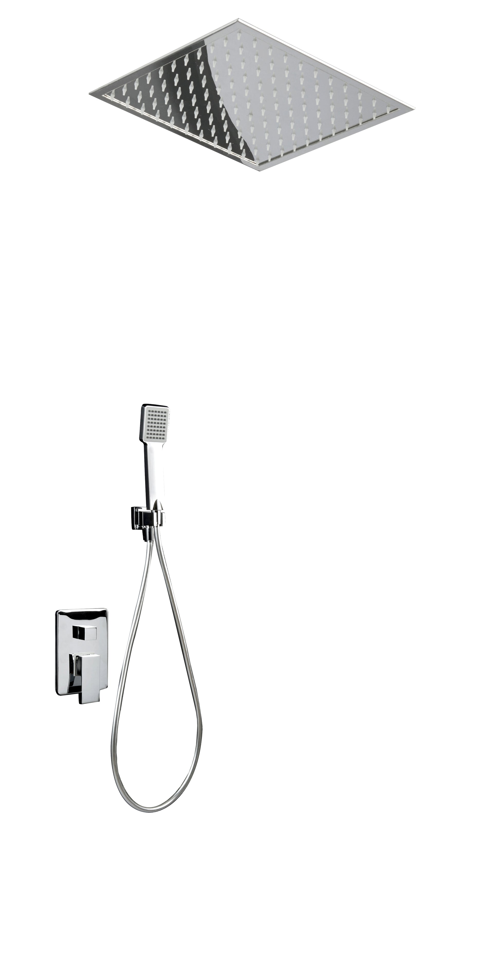 Ensemble de douche encastré IMEX Volga chromé avec pré-cadre GET015