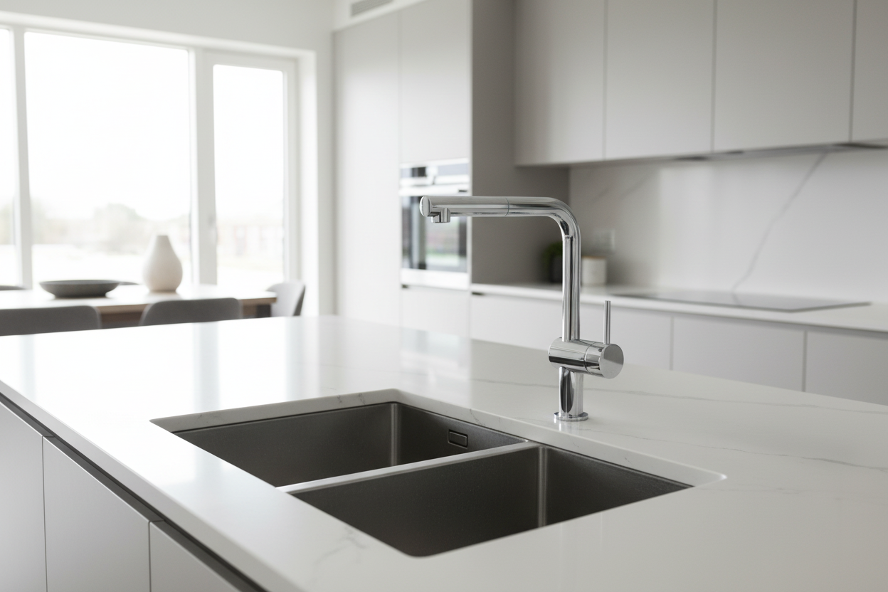 Mitigeur Grohe Minta en situation dans une cuisine moderne