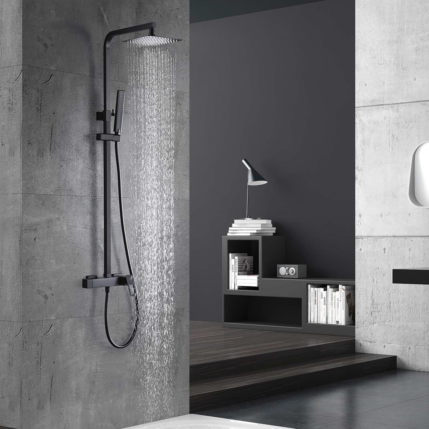Colonne de douche IMEX Suecia Noir mat ambiance