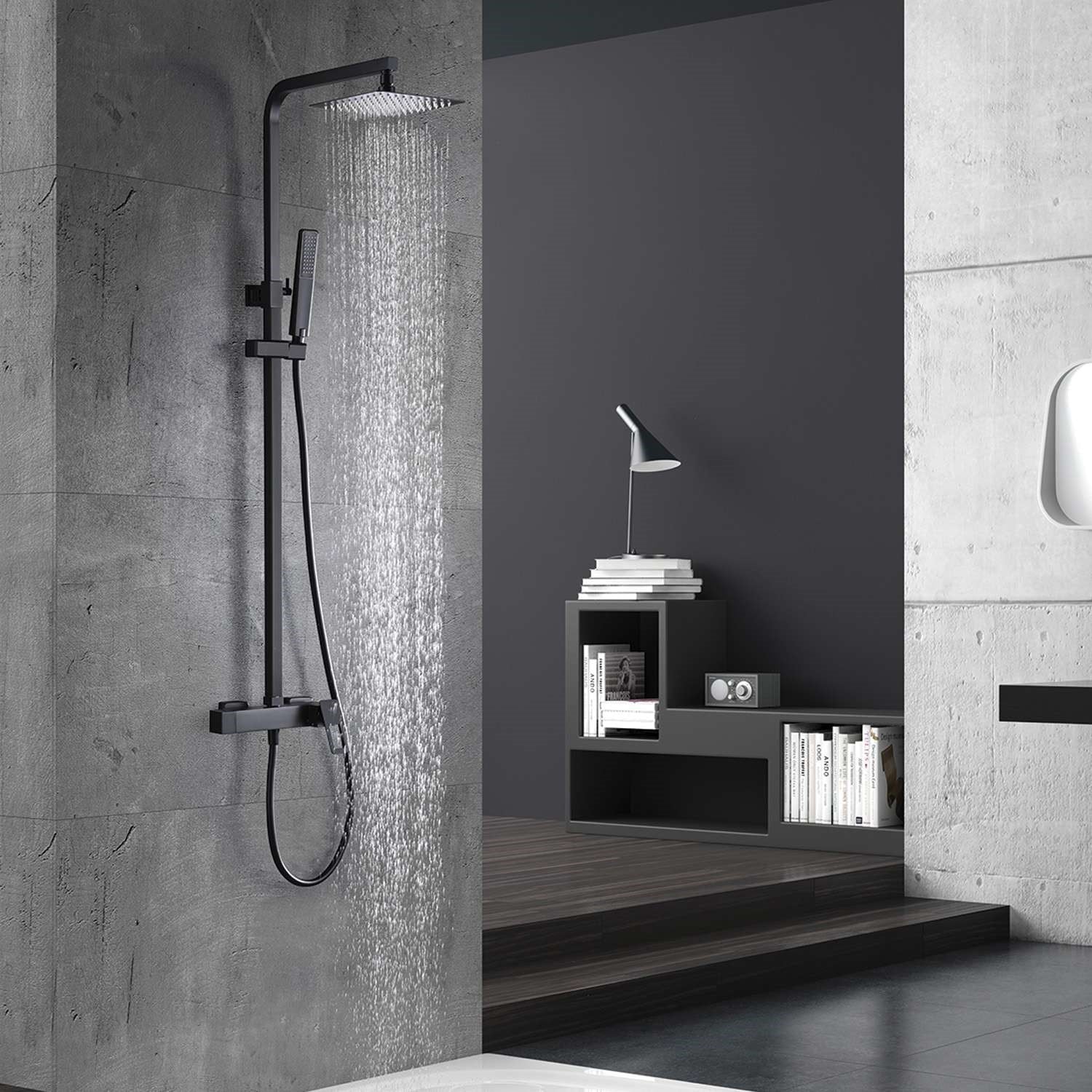 Colonne de douche IMEX Suecia Noir mat ambiance